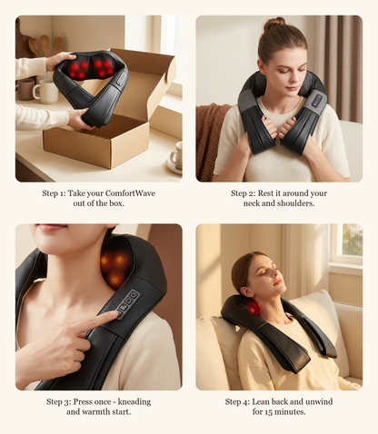 How to use the ComfortWave Heated Neck Massager in four steps