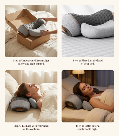 How to use the DreamAlign Cervical Neck Pillow in four steps