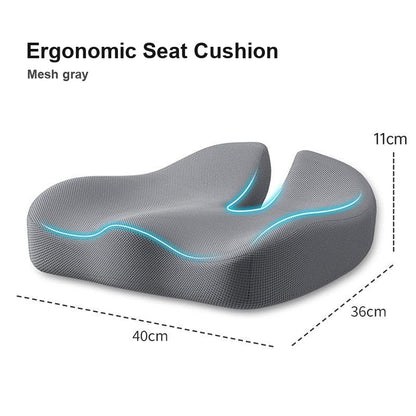 Ergonomic Seat Cushion – memory foam coccyx cutout for long work sessions